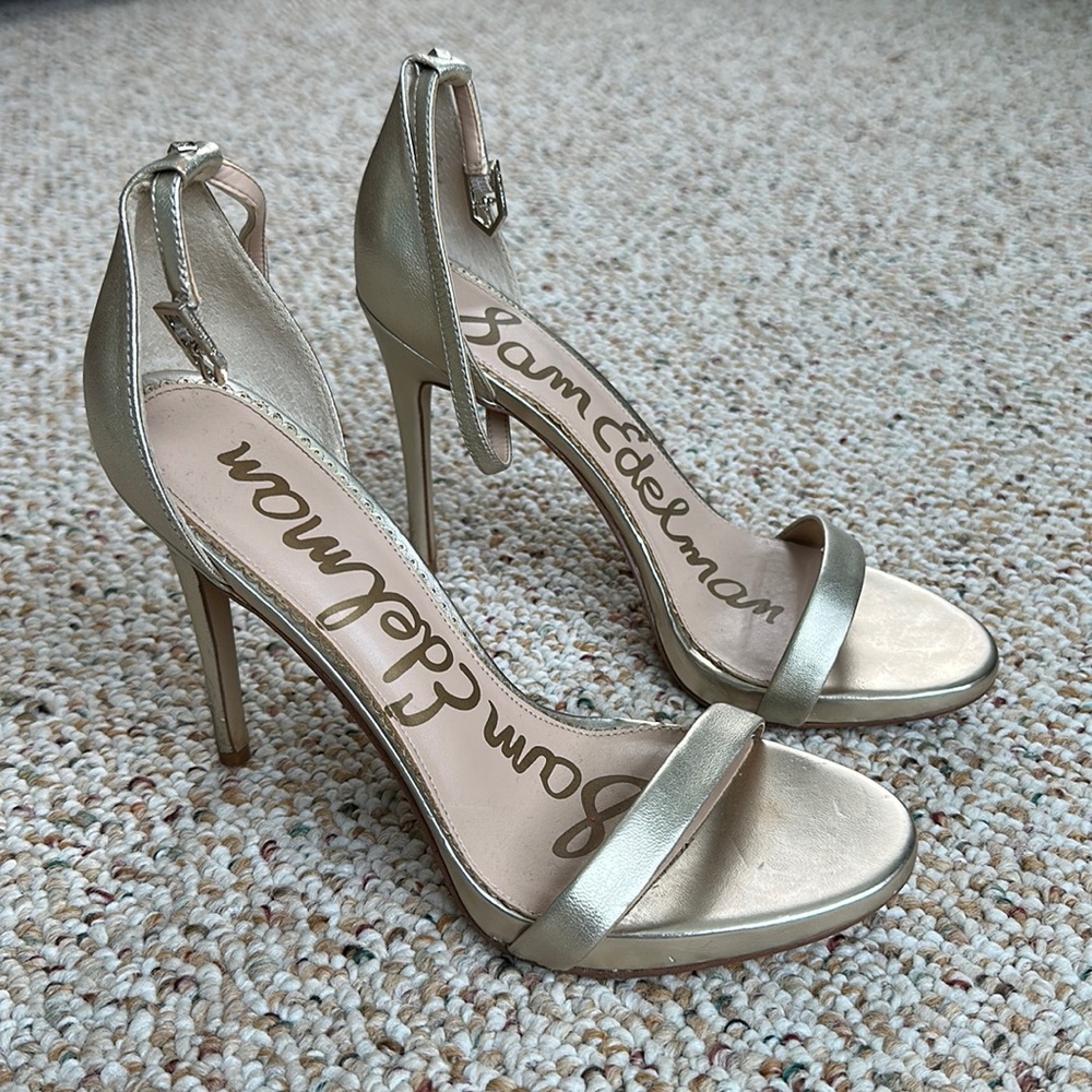 Sam Edelman gold strapped heels!